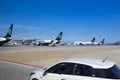 Parked airplanes on Athens International Airport