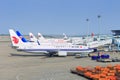 Parked airplanes at Nanjing Lukou International Airport