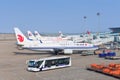 Parked airplanes at Nanjing Lukou International Airport