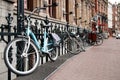 Parked bicycles, Amsterdam street Royalty Free Stock Photo