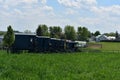 Farm with Amish Buggies and Carts Parked Royalty Free Stock Photo