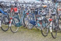 Parked Bycicles At Amsterdam The Netherlands