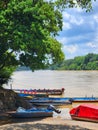 Parked canoes in Rio Guayabero Port, La Macarena, Meta, Colombia