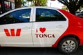 Parked car with I love Tonga written on a door, Nuku`alofa, Tongatapu island, Tonga