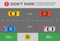 Australian traffic or road rule. Do not park your car within twenty meters before and ten meters after a bus stop warning design.