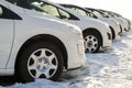 Parked Cars on a Lot. Row of New Cars on the Car Dealer Parking Royalty Free Stock Photo