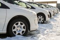 Parked Cars on a Lot. Row of New Cars on the Car Dealer Parking Royalty Free Stock Photo