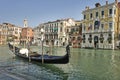 Parked Gondola in Grand canal in Venice