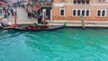 A parked gondola on a street in Venice, Italy