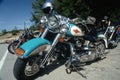 Parked Harley Davidson motorcycles Royalty Free Stock Photo