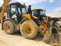 Parked jcb backhoe loader. Istanbul, Turkey - December 2020 Royalty Free Stock Photo