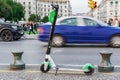 Parked Lime electric Scooter rental without passenger