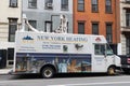 Mobile Heating Truck on a Street Providing Temporary Heating to a Residential Building in New York City