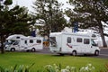 Parked Motor Homes Close To Beach