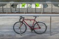 Parked red bicycle Royalty Free Stock Photo