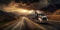 Parked Semitruck On A Highway Royalty Free Stock Photo