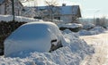 Parked snowbound car