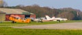 Parked stunt airplanes at seppe airport breda, Bosschenhoofd, north brabant, The Netherlands, March 30, 2019 Royalty Free Stock Photo