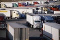 Parked Trucks at Truck Stop Royalty Free Stock Photo