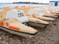 parked up small boats beach dorset weymouth coast fun Royalty Free Stock Photo