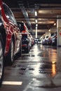 Parked vehicles in a modern parking structure Royalty Free Stock Photo