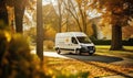 A Parked White Van on the Side of a Road