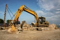 Parked Working Construction Site on Public Beach Royalty Free Stock Photo