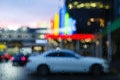 Parking at the airport. View of cars in the Parking lot through the rain. The themes of weather and delayed or cancelled flight Royalty Free Stock Photo