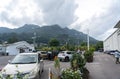 Parking area in front of the main supermarket in Victoria, Seychelles