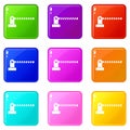 Parking barrier icons 9 set Royalty Free Stock Photo