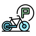 Parking bicycle icon vector flat
