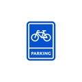 Parking bicycle roadsign isolated