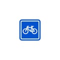 Parking bicycle roadsign isolated