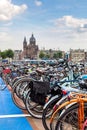 Parking for bikes in Amsterdam Royalty Free Stock Photo