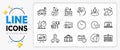 Parking, Bitcoin system and Carousels line icons. For web app. Vector