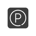 Parking black glyph icon. Auto stand element. Public navigation. Pictogram for web page, mobile app, promo. UI UX GUI design
