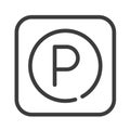 Parking black line icon. Auto stand element. Public navigation. Pictogram for web page, mobile app, promo. UI UX GUI