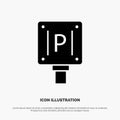 Parking, Board, Sign, Hotel Solid Black Glyph Icon Royalty Free Stock Photo