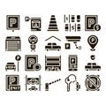 Parking Car Collection Elements Icons Set Vector Royalty Free Stock Photo