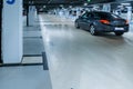 Parking car. Empty road asphalt background. Car lot parking space in underground city garage. Interior underground carpark Royalty Free Stock Photo