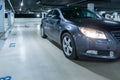 Parking car. Empty road asphalt background. Car lot parking space in underground city garage. Interior underground Royalty Free Stock Photo