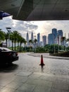 Parking car front of clinic hospital kuala lumpur entry view city centre sky line skyscraper twin tower kl2 malaysia Royalty Free Stock Photo