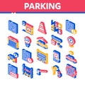 Parking Car Isometric Elements Icons Set Vector Royalty Free Stock Photo