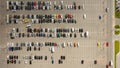 Parked cars in the Parking lot near the shopping center. Aerial view Royalty Free Stock Photo