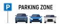 Parking car spot lot. Vector car park icon front view cartoon flat icon