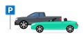 Parking car spot lot. Vector car park icon front view cartoon flat icon Royalty Free Stock Photo