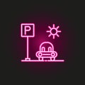 Parking, car, transport neon style icon. Simple thin line, outline vector of park and garden icons for ui and ux Royalty Free Stock Photo