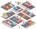 Parking Cars Isometric Set