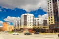 Parking for cars in the outer courtyard of the district of modern high-rise residential buildings Royalty Free Stock Photo