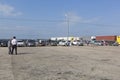 Parking of cars waiting for loading on ferries of the Kerch crossing from the port of Caucasus Royalty Free Stock Photo